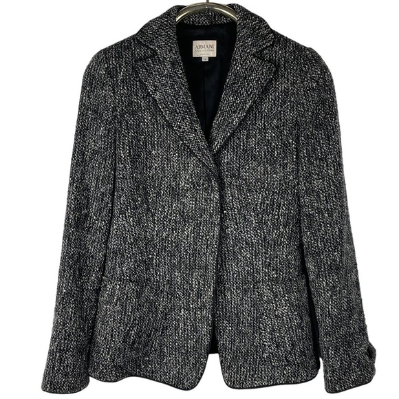 ARMANI COLLEZIONI TWEED SEQUIN BUTTON DOWN NOTCH COLLAR BLAZER JACKET - Picture 5 of 15